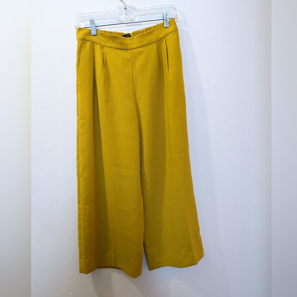 J. CREW 365 Mustard Yellow Pleated Wide Leg Crop Pants Women's 2